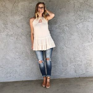 High waisted distressed skinny Jean Kancan brand